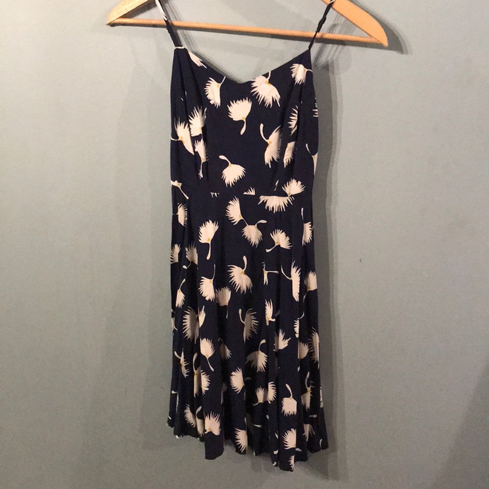 Navy blue and white flower sun dress
